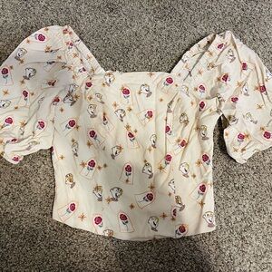 Disney Beauty & the Beast Chip & Roses Allover Print Women’s Crop Top